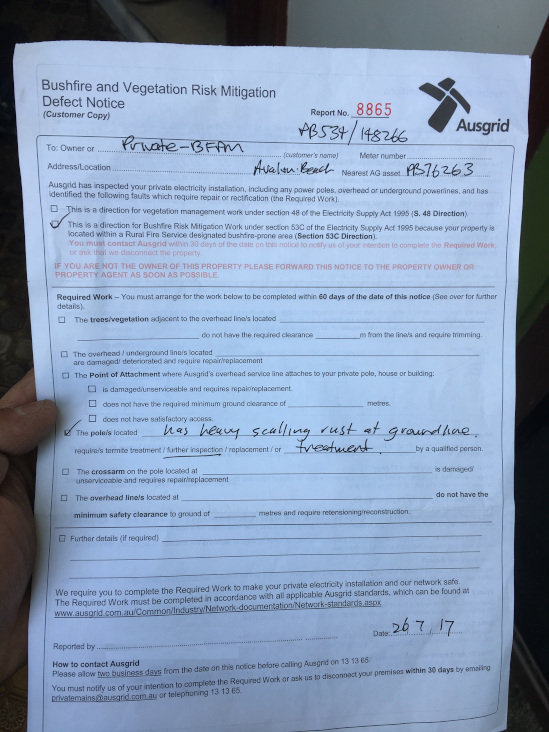 Private Pole Replacement Defect Rectification